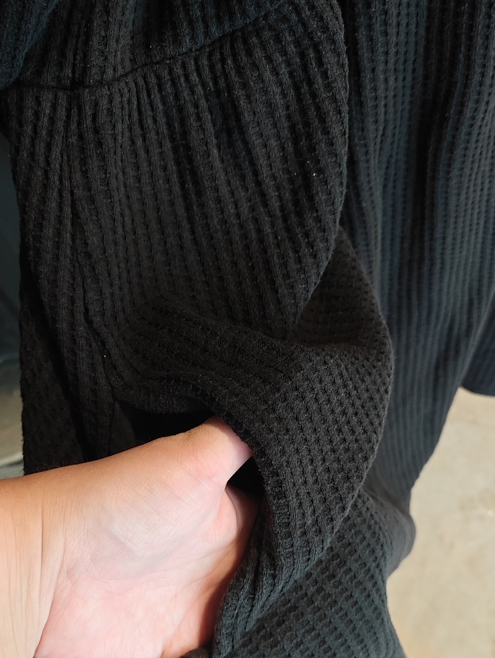 Black V-neck Henley Casual Dress Pockets - Picture 4 of 5